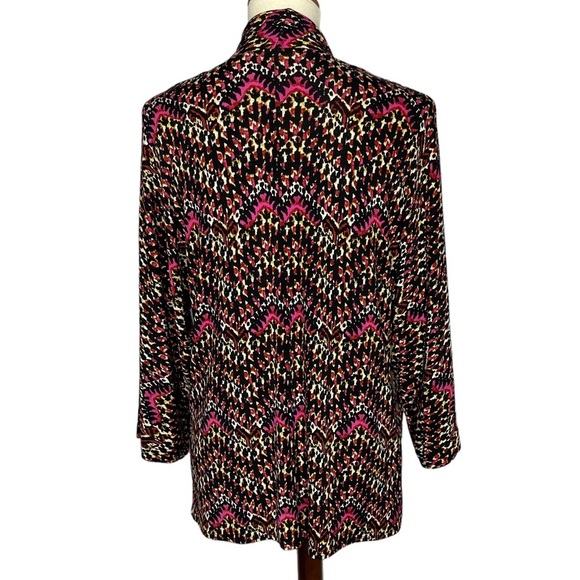 Chico’s Travelers Cardigan 0 Womens 4 Small Pink‎ Yellow Black Print Open Front - Picture 3 of 10